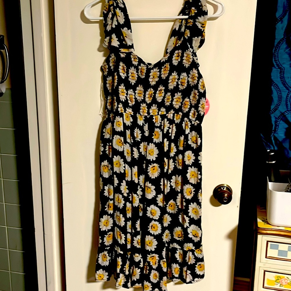 Sundress black w yellow flowers